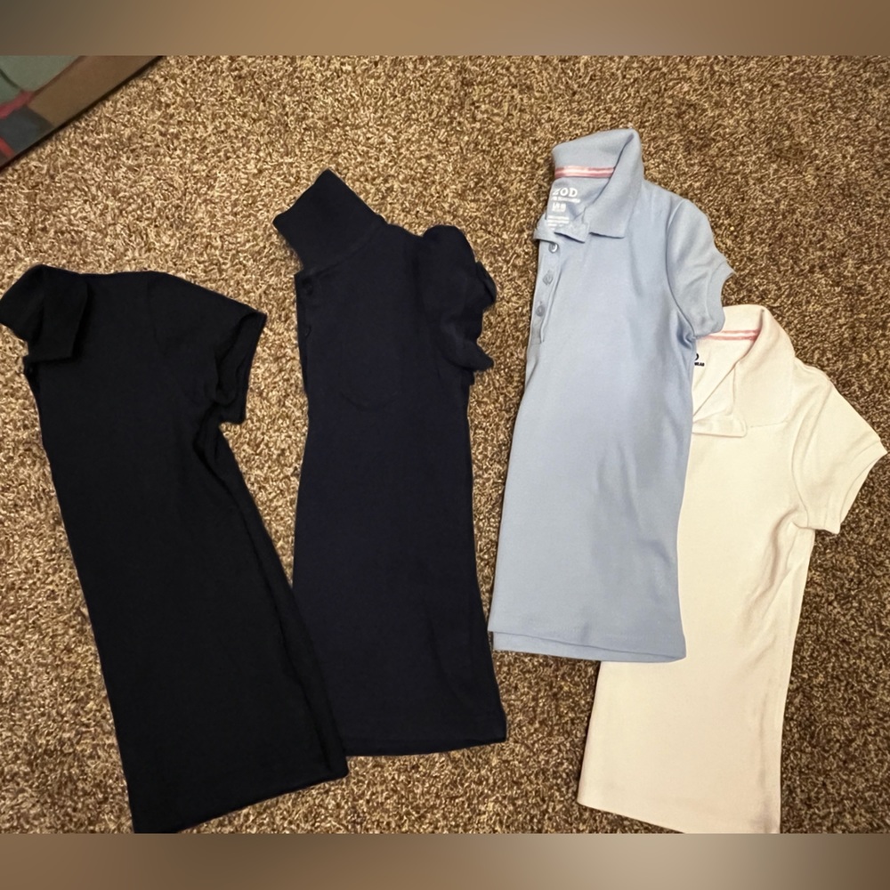 4 Girls Short Sleeve Collar Polo School Uniform Shirts